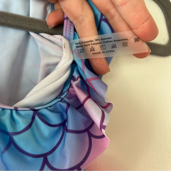 🌼 5/$25 Toddler Mermaid One-Shoulder Swimsuit Size 90 | Ruffle Bathing Suit - Picture 4 of 6